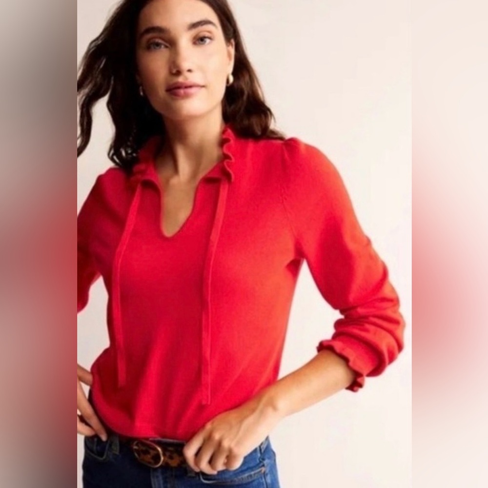 Boden Women's Rust Ruffle Tie Blouse - Picture 5 of 6